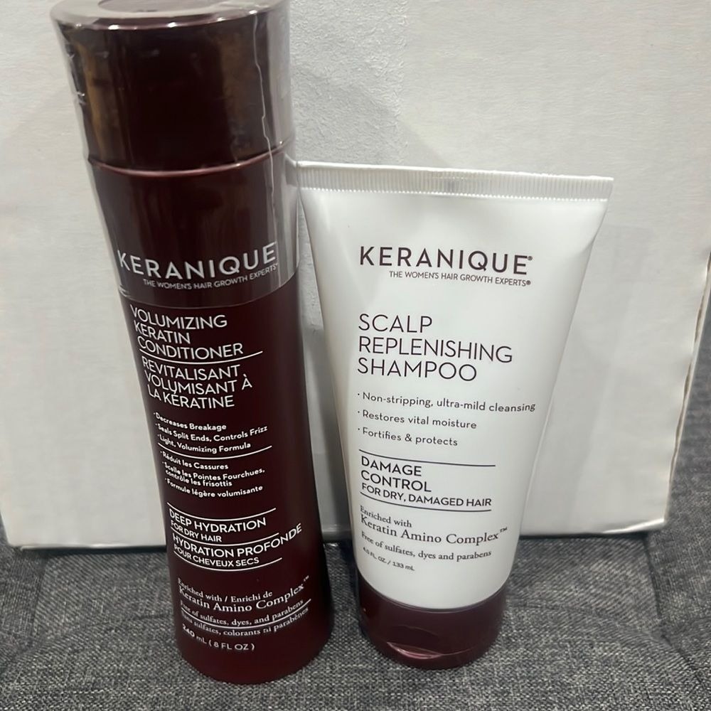 Keranique shampoo and conditioner bundle.